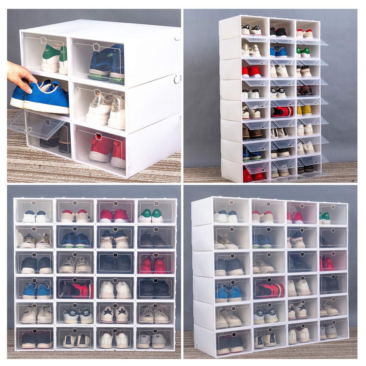 Cabilock Scatole Trasparenti Per Scarpe Impilabili in Plastica Organizer Salvaspazio Con Protezione Antipolvere Contenitore Rigido Per Scarpe Da Ginnastica Tacchi E Stivali Set Da 6