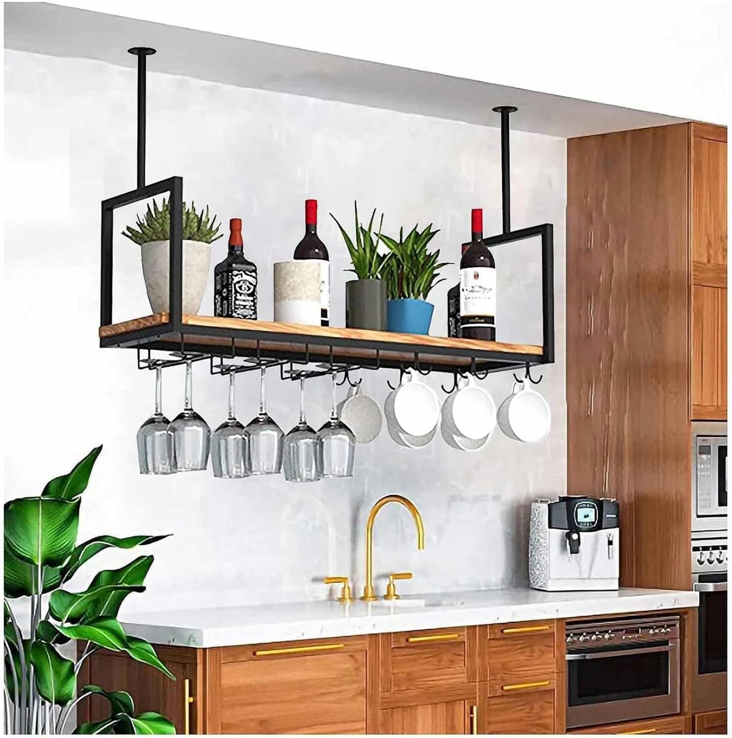 Ceiling Mounted Storage Racks Ceiling Wine Rack, Hanging Wine Glass Rack, Hanging Wine Rack Cabinet, Wall-Mounted Wine Glass Rack Perfect for Bar Cafe Kitchen Chasing The Dawn