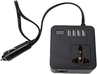 Bilväxelriktare, 300 W spets, med 4 USB-laddningsportar, 1 typ C, LED-spänningsindikator, bil-kontaktadapter för de flesta bilbil-bil-bil-bil-bil-bil-bil-bil-