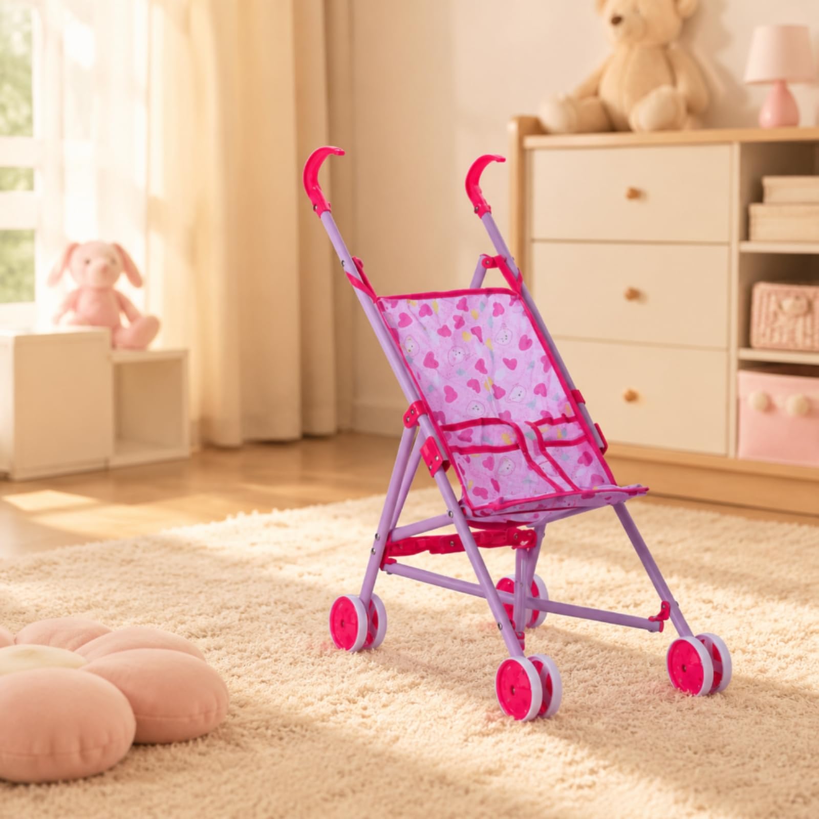 Carrozzina Giocattolo Robusto Accessorio da Gioco Sicuro per Bambini, Stanza dei Giochi, Carrello Hld17f