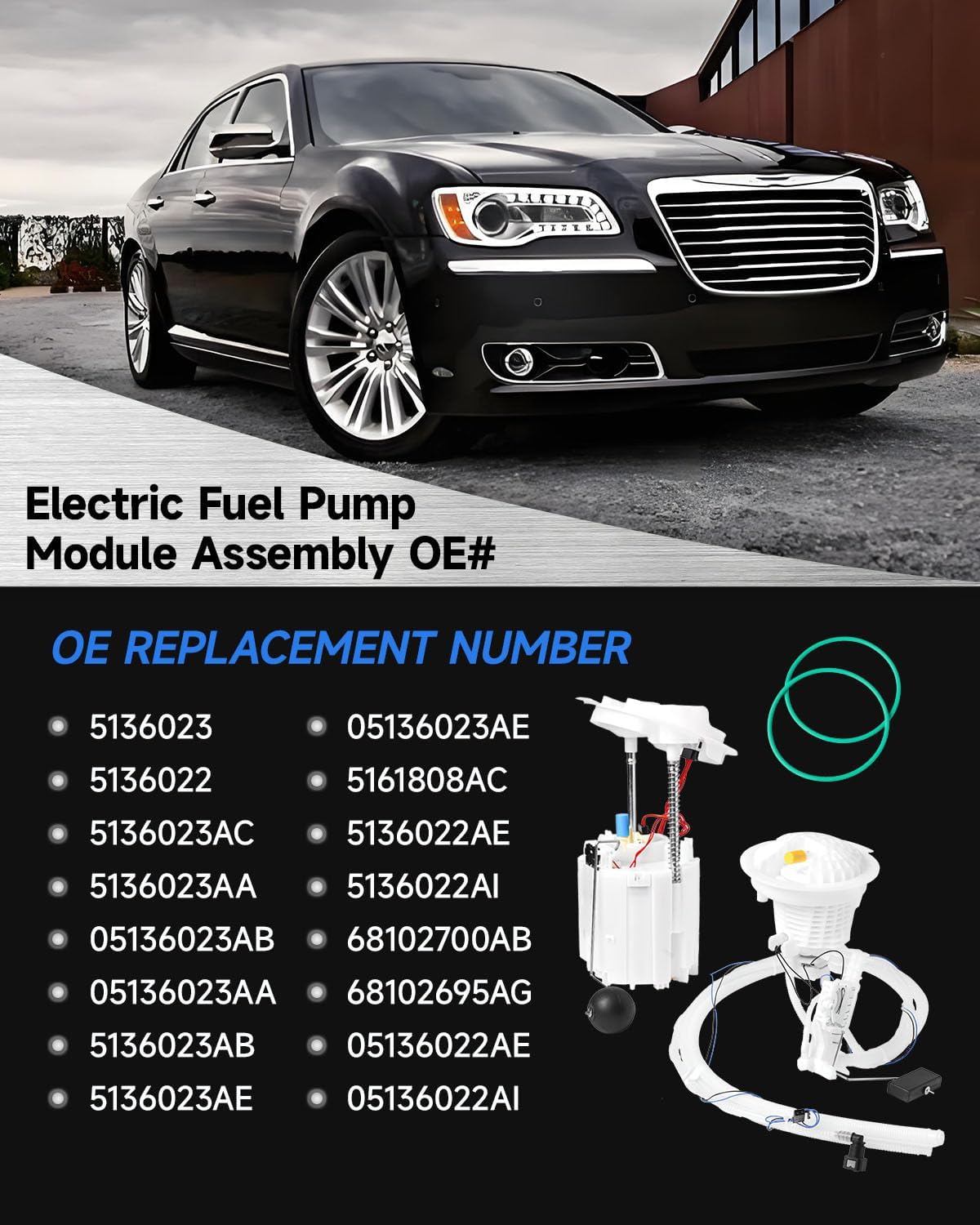 Fuel Pump Module Compatible with Chrysler 2005-2014 300, Dodge Challenger 2006-2014, Magnum 2005-2008, OE#5136023 5136022 E7192M E7264A, with Sending Unit Left & Right