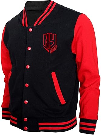 NY Letterman Baseball Jacket - Mens Letterman Varsity Jacket - Bomber Jacket Navy Blue & Yellow