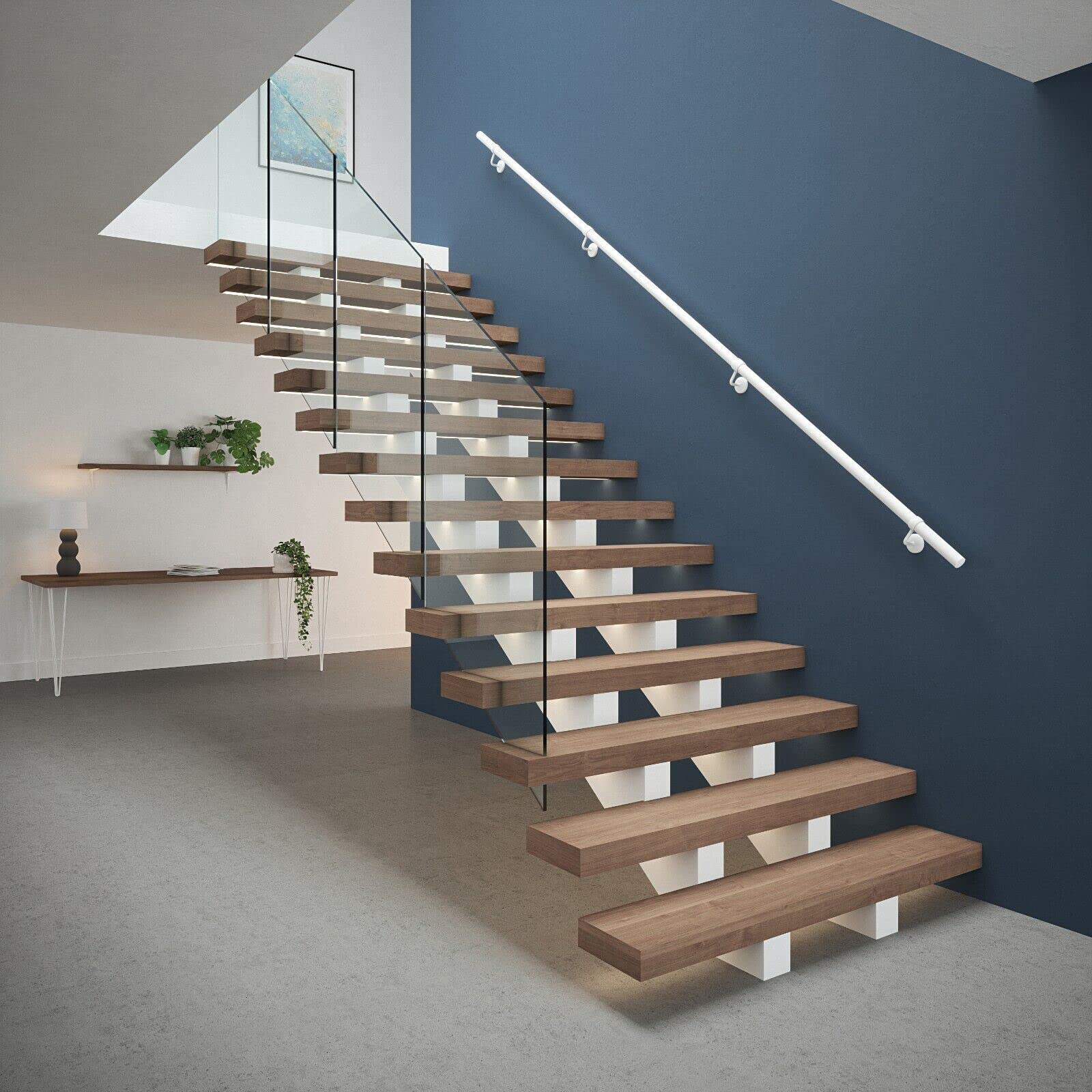 Rothley White Steel Rounded Handrail Kit(L)3.6M from B&Q