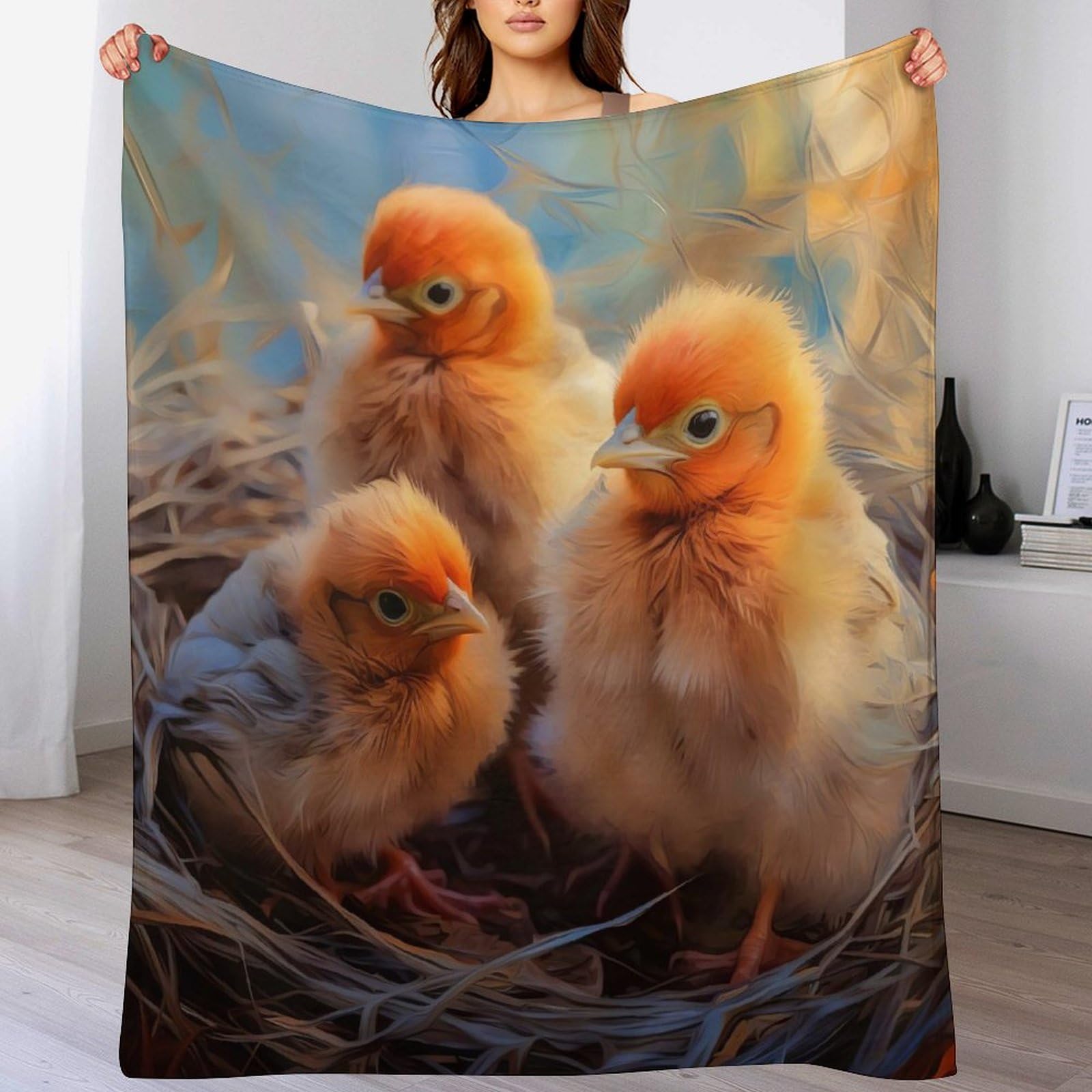 Couverture Polaire Poulet Mignon Plaid Flannel Épaisse et Douce