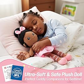 OUOZZZ 13 Soft Baby Doll for Girls&Boys - First Baby Doll African American Rag Doll Sleeping Cuddle Buddy Doll Plush Ballerina Toy for Kids