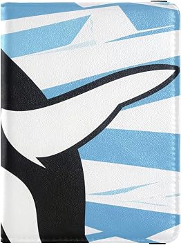 Penguin Wave Art Leather Passport and Vaccine Card Holder Combo Travel Passport Wallet With Vaccination Card Slot Passport Holder for Travel Essential Waterproof
