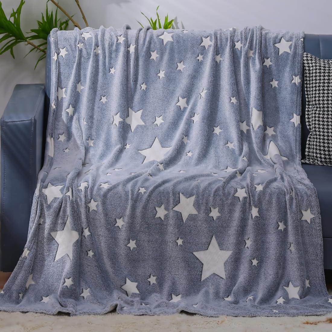 Glow in The Dark Blanket for Kids Glowing Stars Throw Interesting Gifts for Boys Girls Teens Adults Soft Cozy Blankets for Couch Sofa Bed (Star 2, 50 x 60 Inch) - Image 8