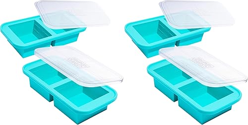 Miniatura 12 de Souper Cubes - Moldes de silicona para congelador de 2 tazas con tapas – Cubos de sopa para congelar lasaña, sobras, sopas, salsas, guisos, comidas