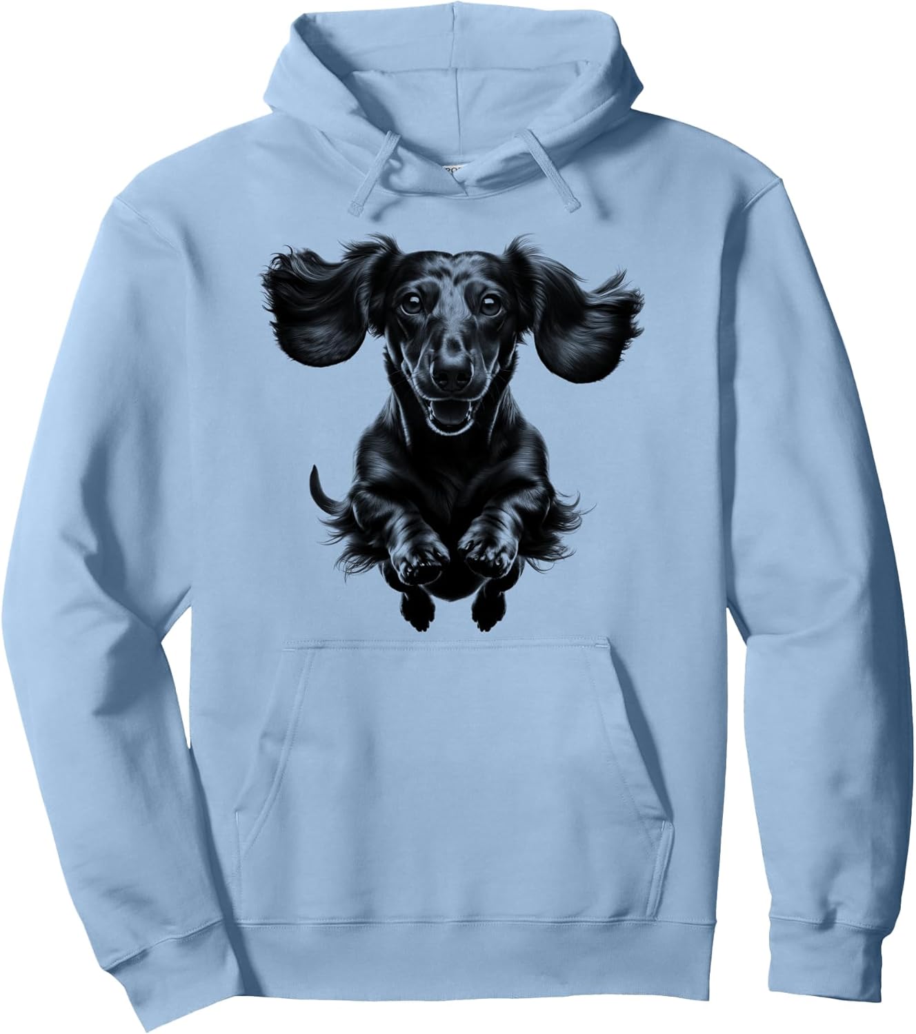 Funny Dachshund in Jump as a Cool Portrait Pullover Hoodie
