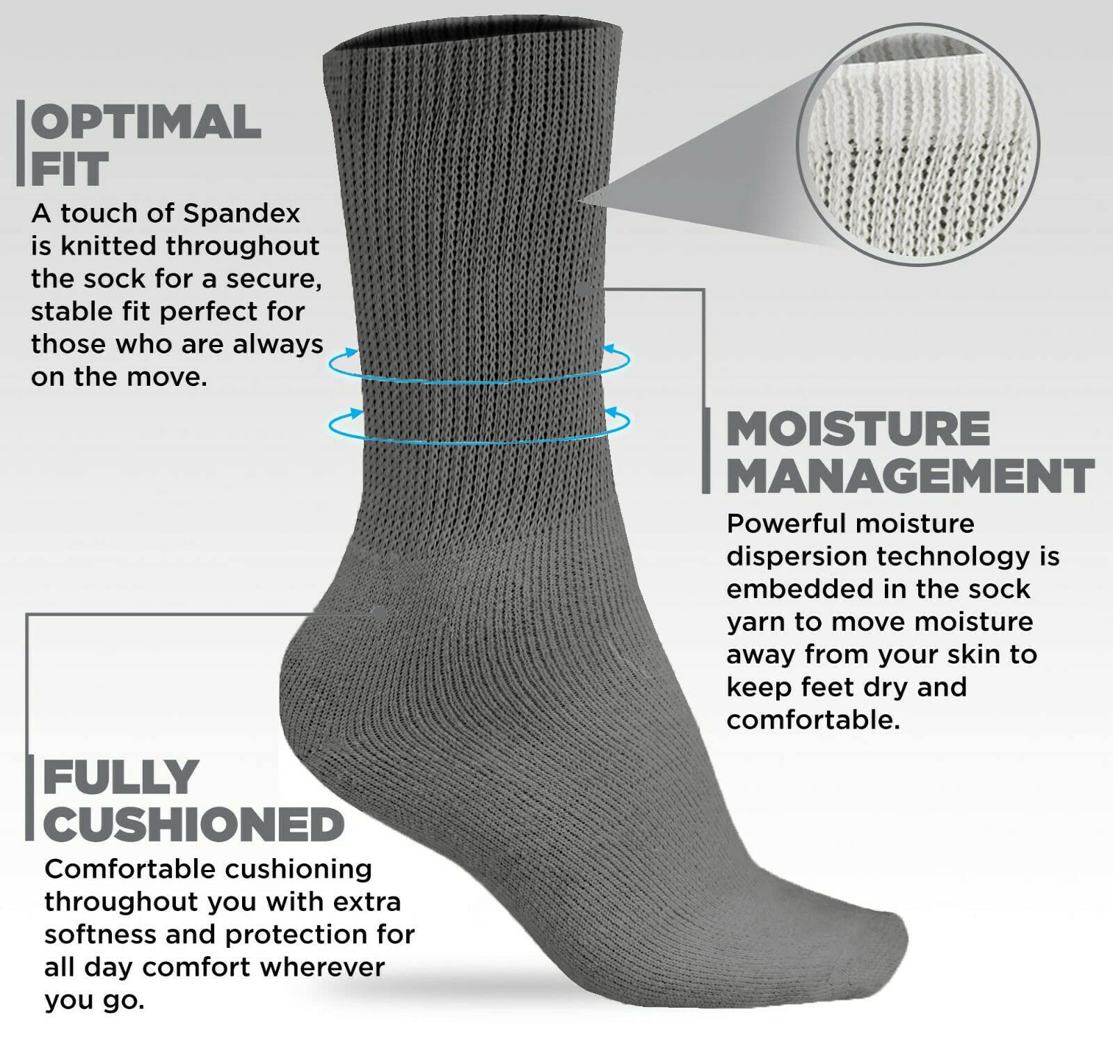 LOOM KNIT Diabetic Socks Non-Binding, 6 works Non Elastic Gentle Grip for Swollen & Painful Legs - Image 3