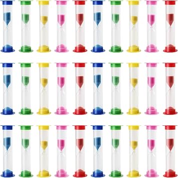 30 PCS 1 Minute Sand Timer, Plastic Colorful Hourglass Timer, Visual Sand Clock Countdown Timer for Classroom Office Kitchen Decoration Party Favors