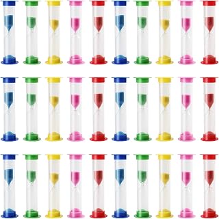 30 PCS 1 Minute Sand Timer, Plastic Colorful Sandglass Timer, Visual Sand Clock Countdown Sand Timer for Classroom Office Kitchen Decoration Party Favors