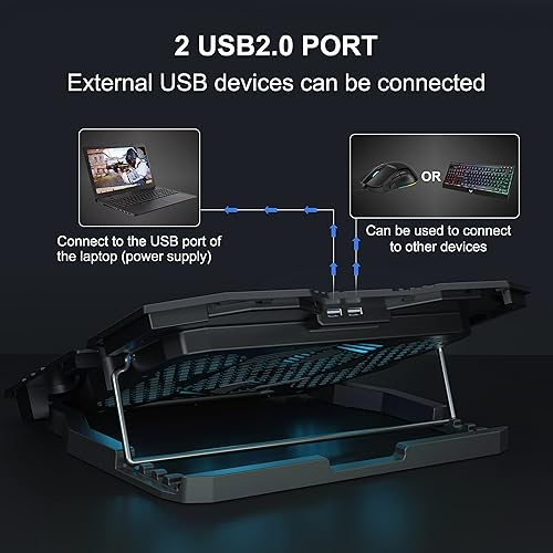 Miniatura 6 de TopMate Almohadilla de refrigeración C5 para computadora portátil, enfriador para computadora portátil, soporte de enfriamiento de altura ajustable