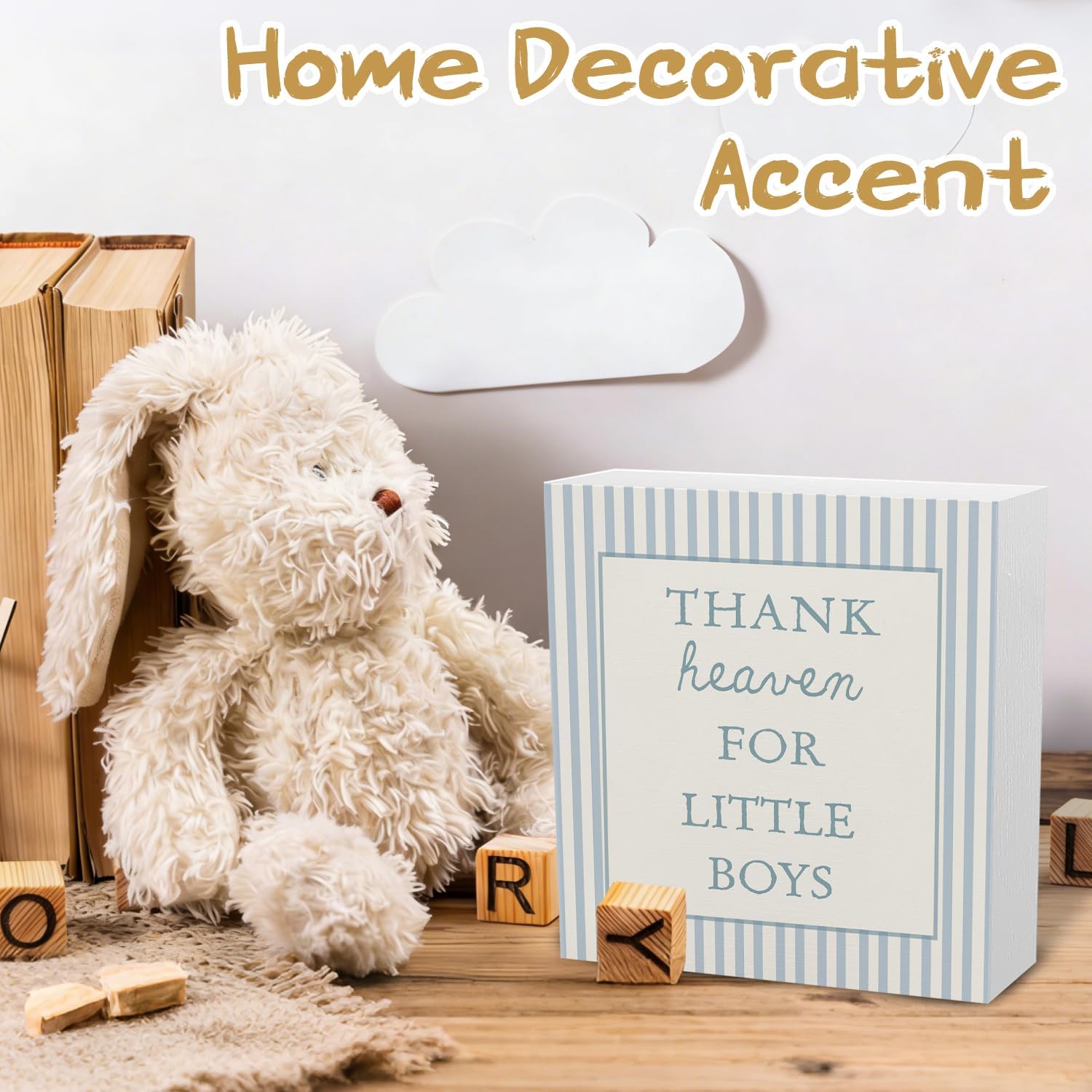 Boys Nursery Wooden Sign Decor,Thank Heaven for Little Boys Decor
