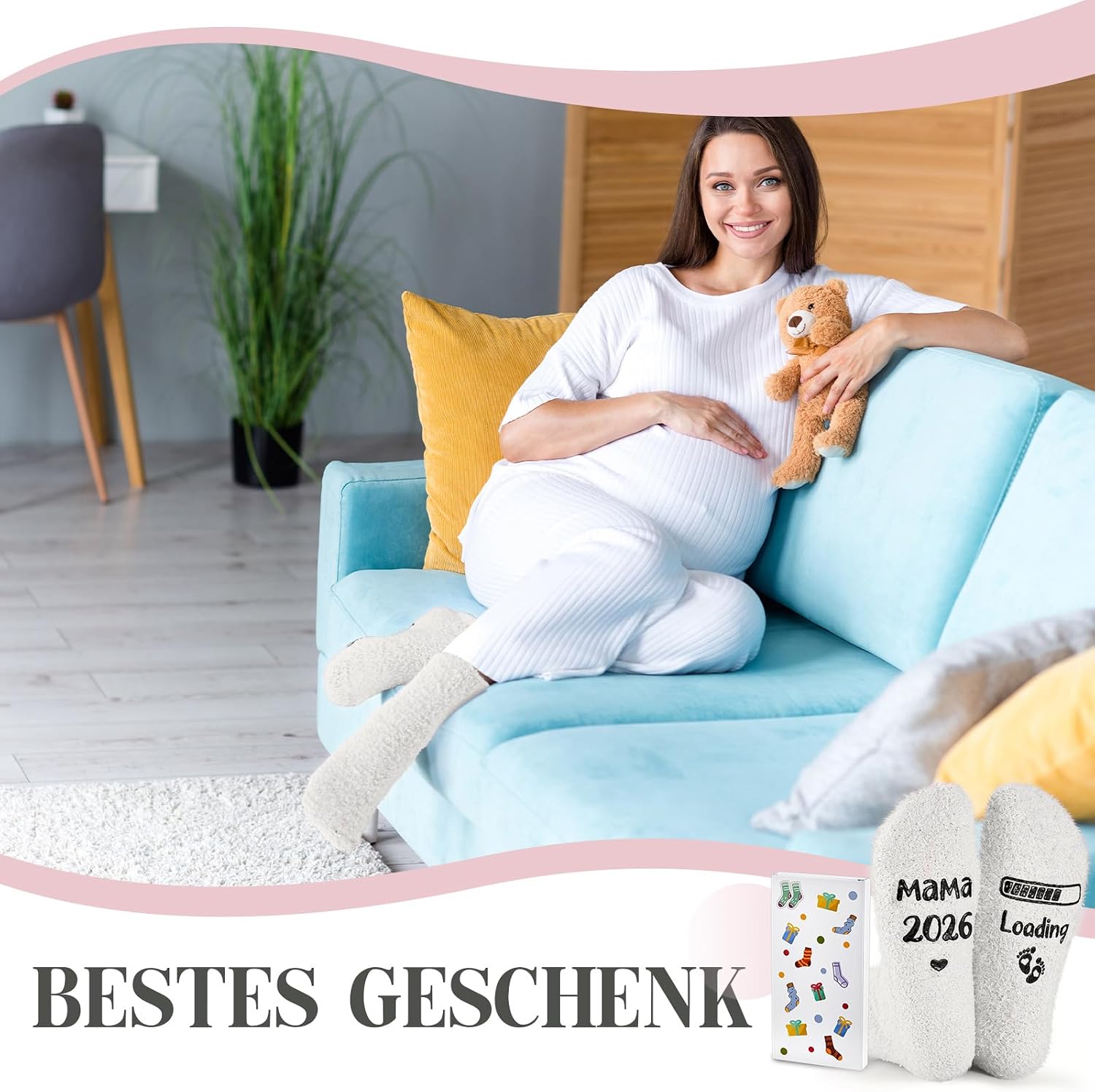 Paire de chaussettes pour futures mamans dans boîte cadeau
