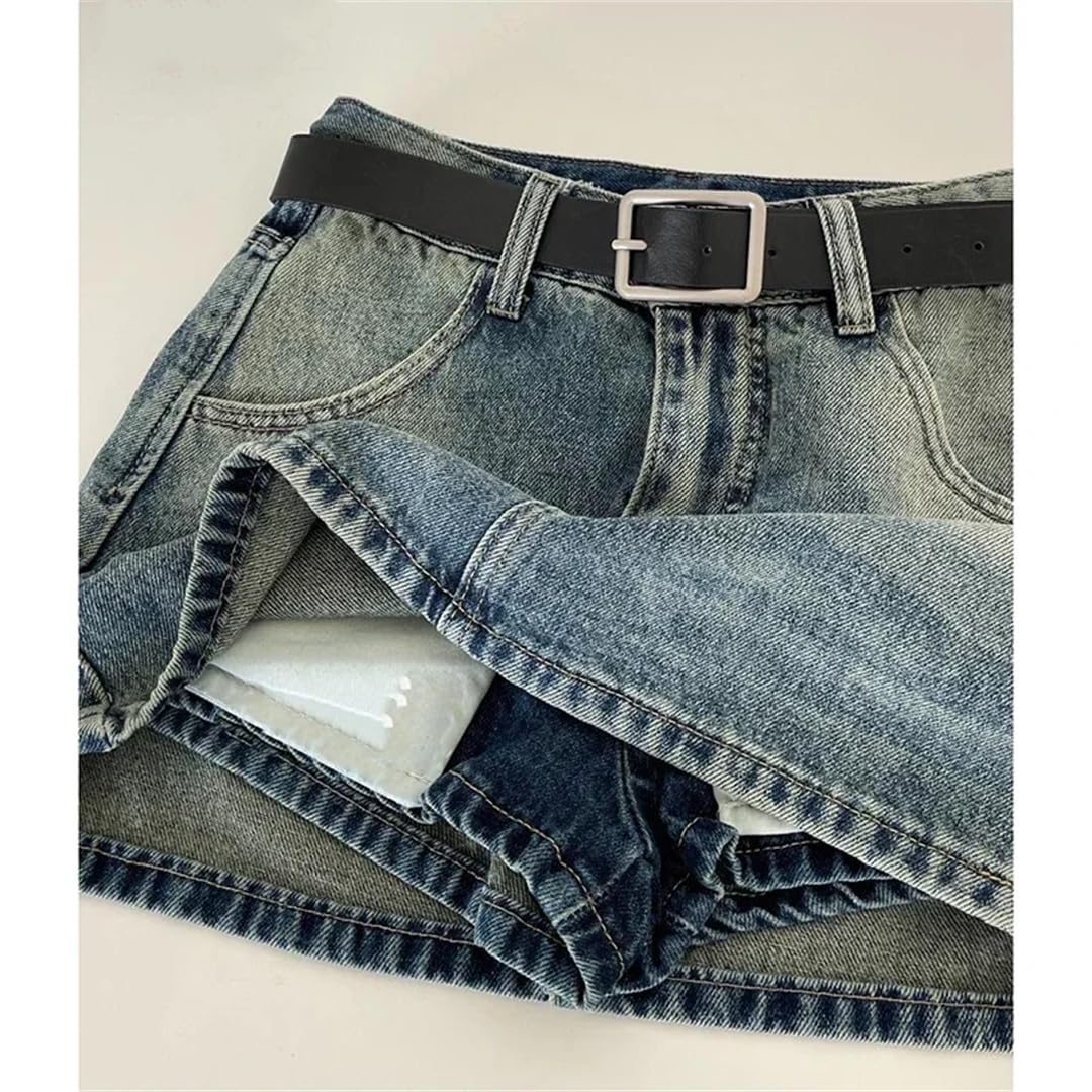 Minigonna casual da donna Street Wear a vita alta con bottoni e cerniera a una linea di jeans gonne