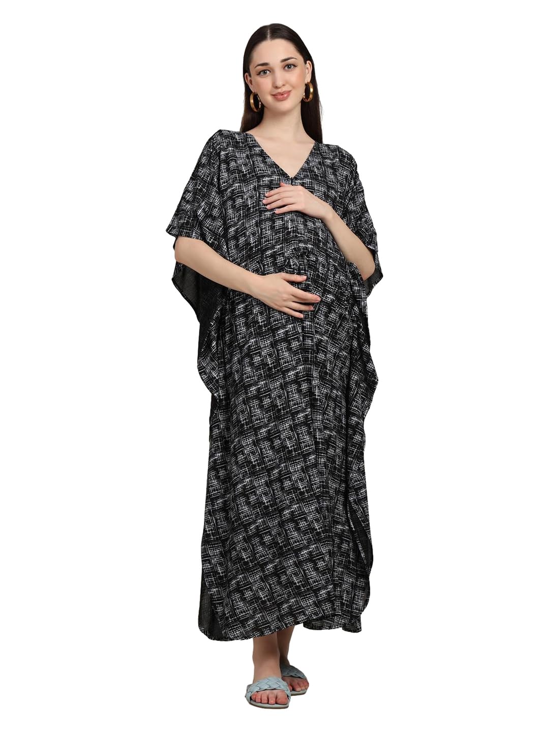 craftbazar Women's Maternity Kaftan, Long Loose Fit Dress-picture-33