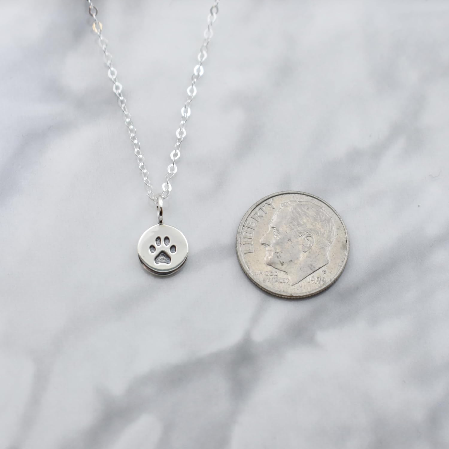MOM & THREE DAUGHTERS Sterling Silver Paw Print Necklace – 18″ Cable Chain – Pet Memorial or Dog Lover Gift – Handmade Fine Jewelry