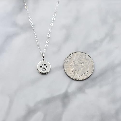 Miniatura 2 de MOM & THREE DAUGHTERS Collar de plata de ley con estampado de pata Cadena de cable de 18 Regalo conmemorativo de mascotas o amante de los perros