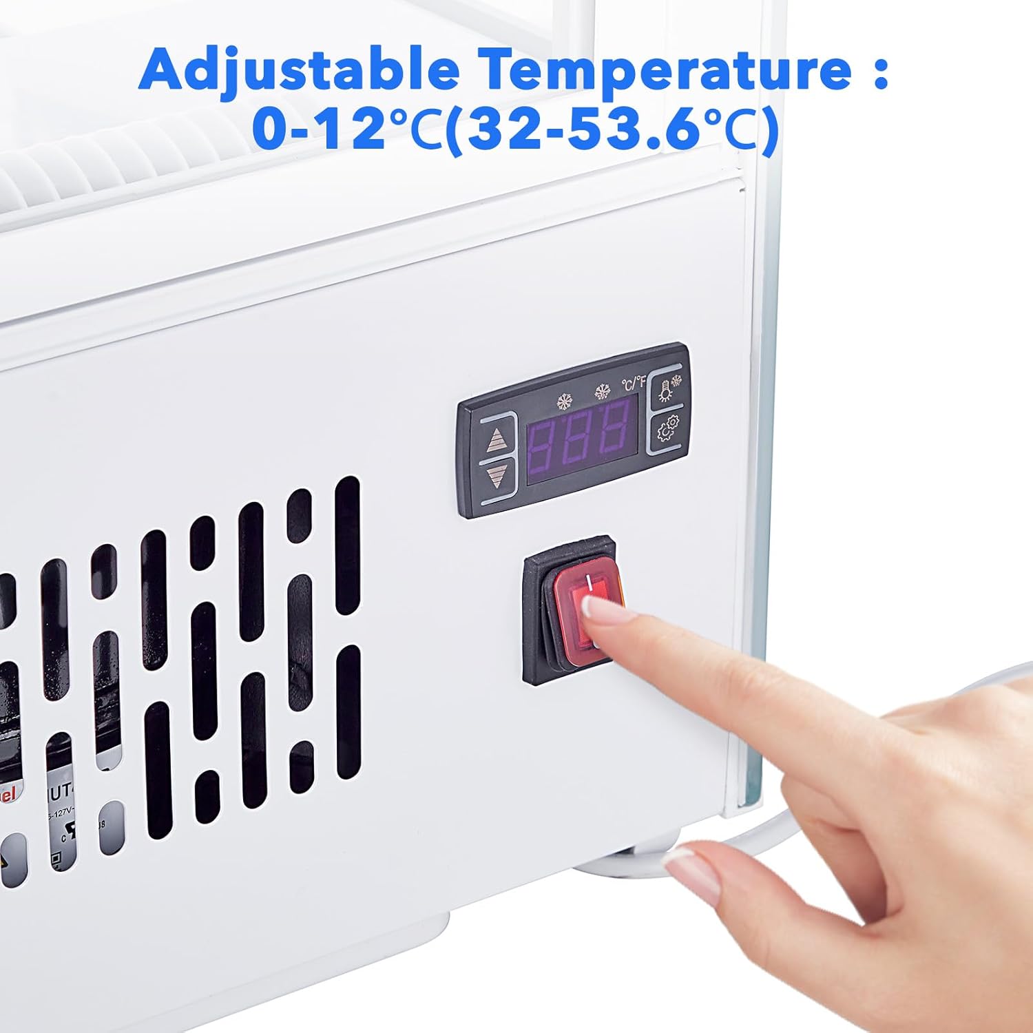 8.1 Cu.Ft Commercial Glass Door Refrigerator | Countertop Display Fridge with LED Lighting for Bakeries, Cafes, Convenience Stores | Energy Efficient, Adjustable Shelves, Auto-Closing Door