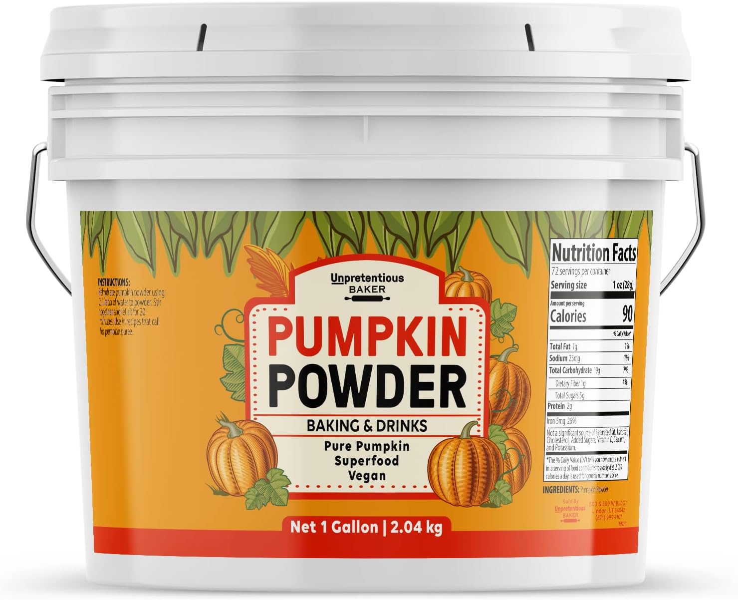 Unpretentious Pumpkin Powder, 1 Gallon, Baking & Food Additive, Superfood, Pure Pumpkin