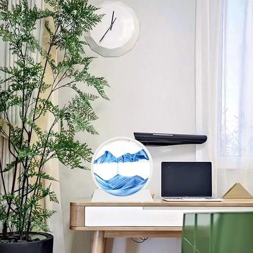 Miniatura 66 de BGFJYUK Imagen artística de arena móvil en movimiento, vidrio templado redondo 3D paisajes de arena de mar profundo con pantalla que fluye marco