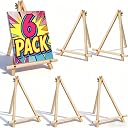 6 Pack 9 Inch Wood Easels, Tabletop Painting Easel Stand for Canvas, Photo & Sign Display - Portable Tripod Art & Craft Easels for Kids and Adults
