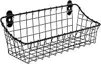 Spectrum Small Wire Wall Basket Matte Black - Rustic Wall Mount Organizer for Kitchen Pantry Bathroom Storage