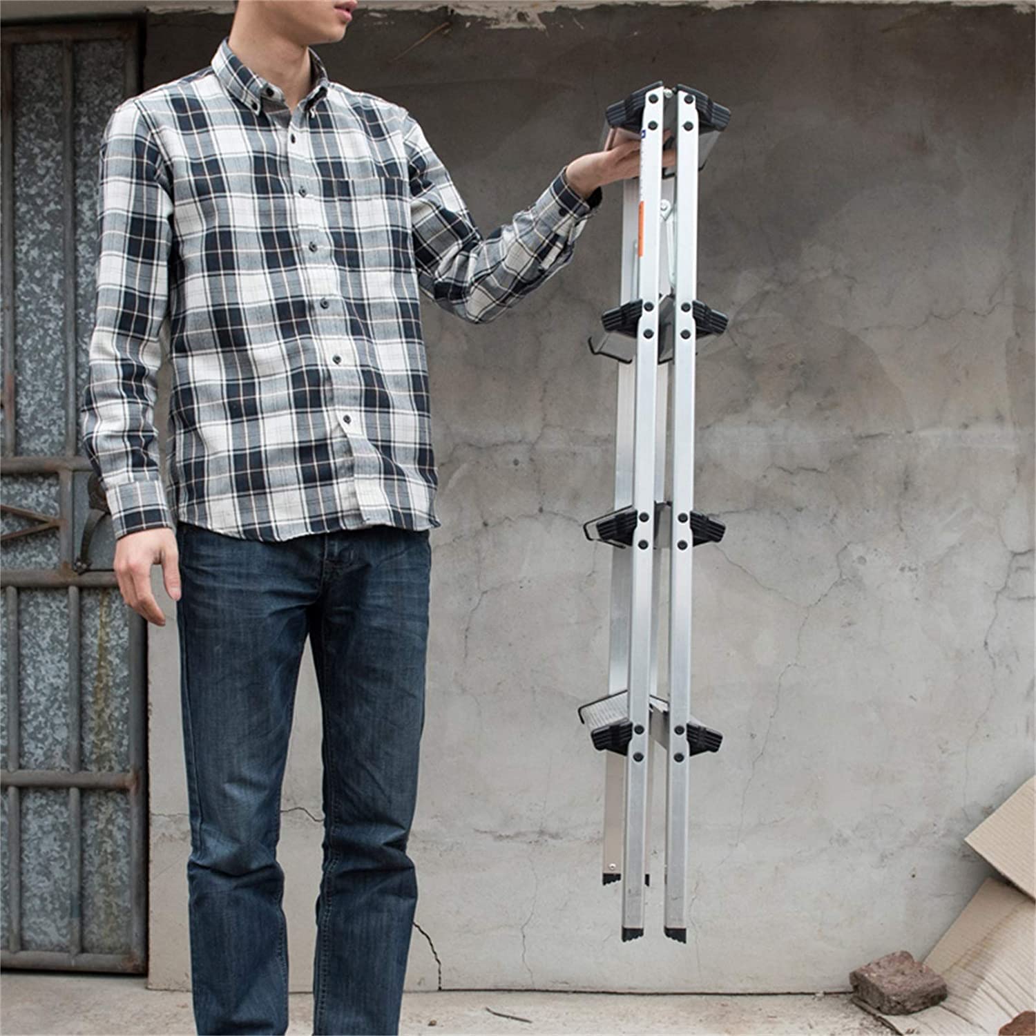 TREPPE Échelle en Aluminium Pliable Ciseaux Double Face 4 marches