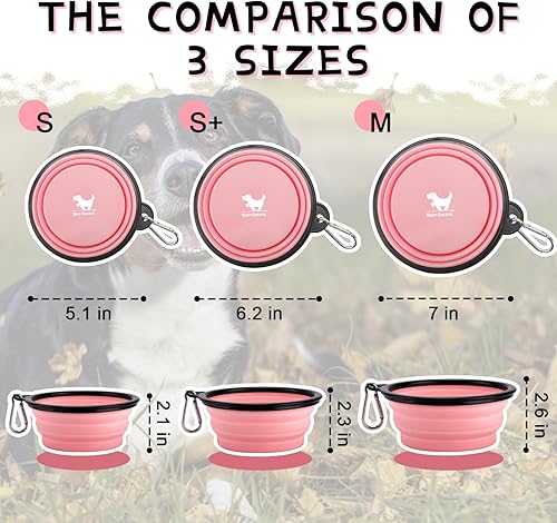 Miniatura 3 de Tazones plegables para perros, para viajes, 2 unidades de fuente de agua portátil para perros, gatos, mascotas, plato de agua plegable para viajar,