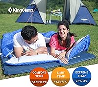 Vista 5 de KingCamp Saco de dormir para 2 personas de 87 x 59 pulgadas, ligero, impermeable, para parejas, con 2 almohadas para acampar, senderismo y mochilero