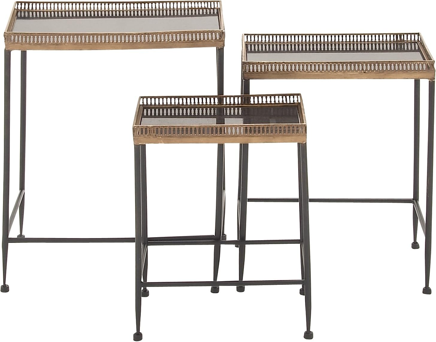 Deco 79 Metal Marble Nest Table, 25 by 22 by 19-Inch