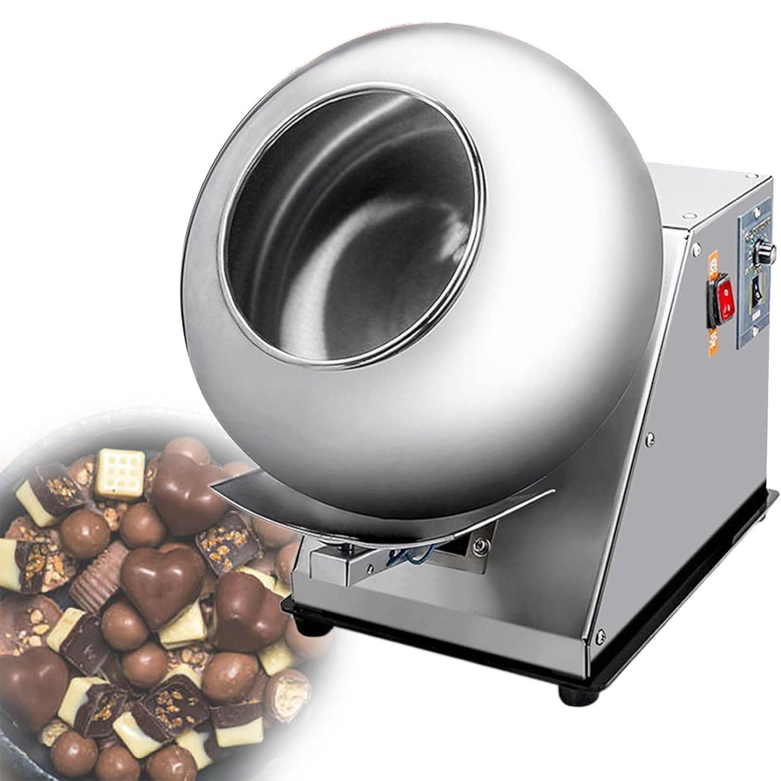 LJLYYDS Automatic Tablet Coating Machine, Small Commercial Mini Chocolate Panning Machine, Electric Sugar Coating Machine, Roating Speed Adjustable, for Food Industries and Pharmaceutical