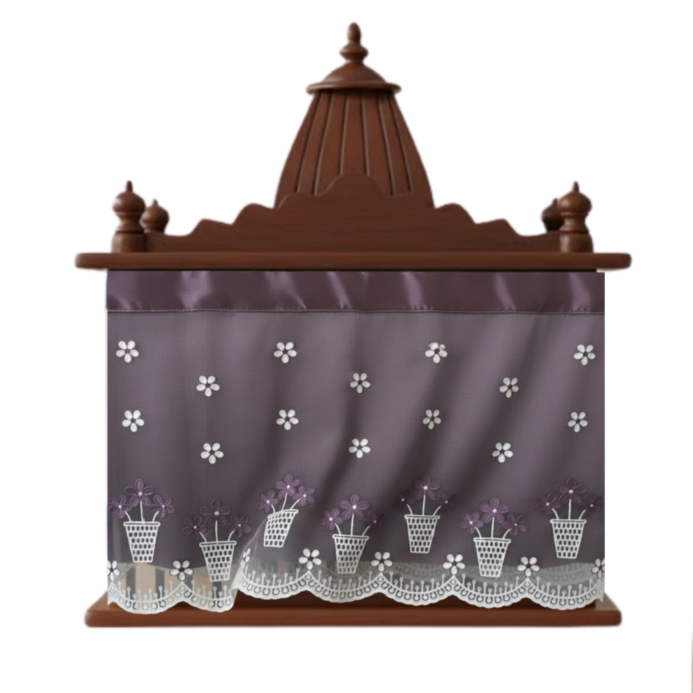 Temple Curtain for Home Mandir | Decorative Pooja Room Mandir Parda/Curatin for Home & Office Temple (Wine Ku, 25 Inch)-image-7