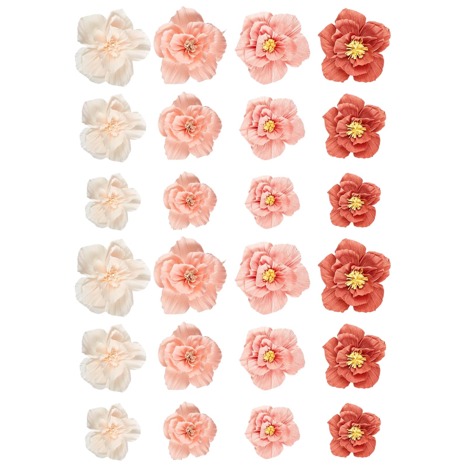 Bulk Set of 24 Tissue Flowers Colorful Floral Perfect for Celebration and Special Event Quick Arrange Party Flowers