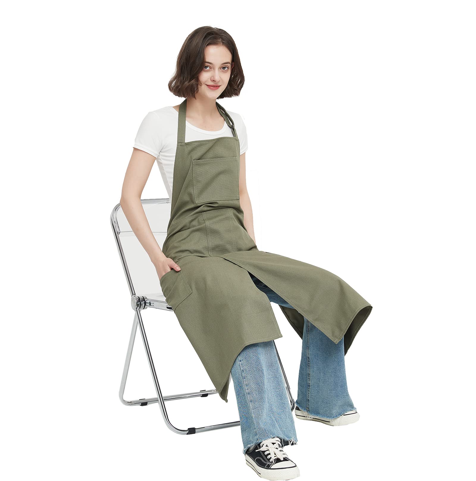 Split Leg Pottery Apron Green | Apron For Potters & Makers - View #6