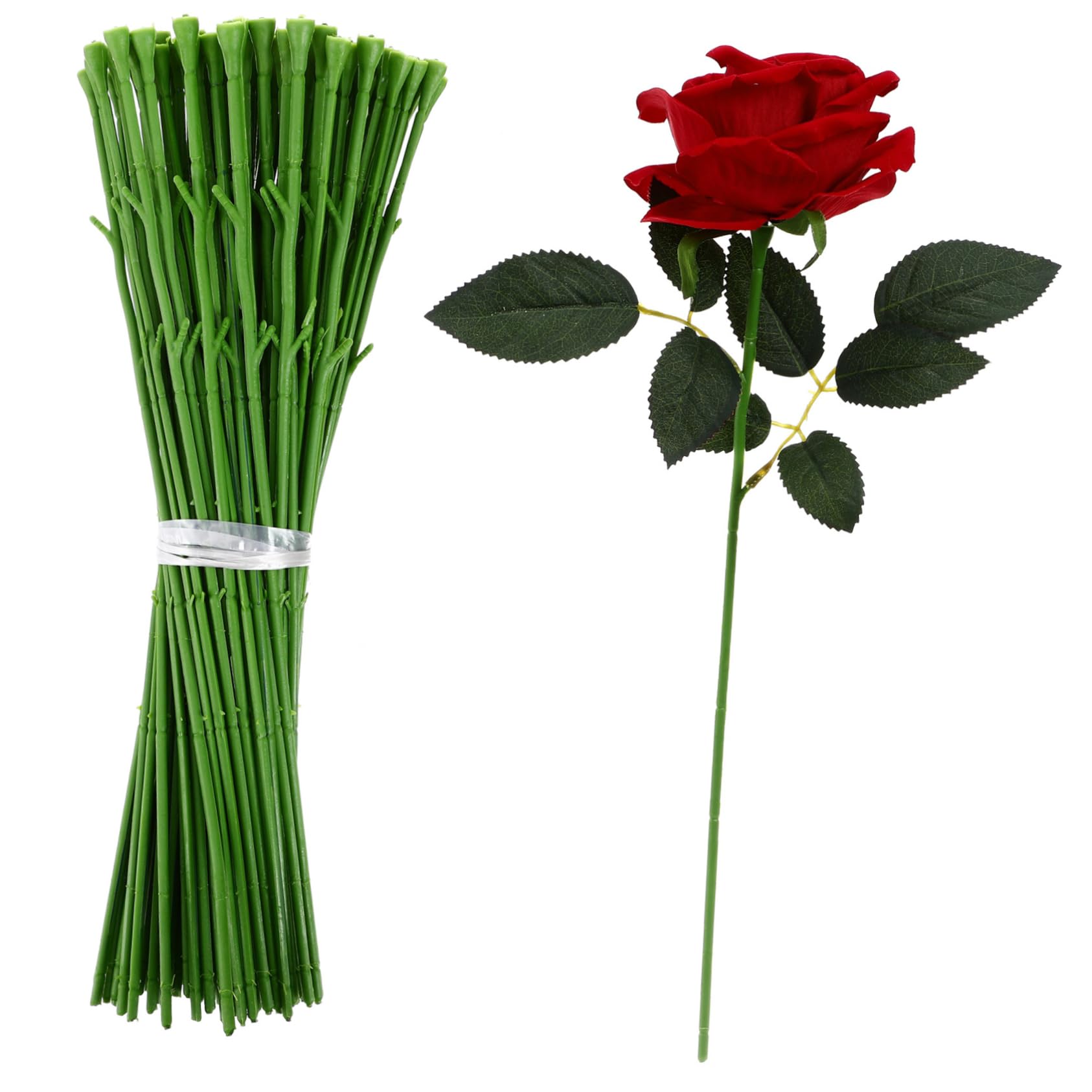 Tofficu 150 Pezzi Artificiale Verde Flessibile per Composizioni Fai da Te Corto per Decorazioni Bouquet e Creativo