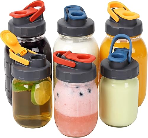 Soligt Paquete de 6 tapas para tarros de masón, tapas abatibles de boca regular para frascos Mason de la marca Ball, herméticas a prueba de fugas