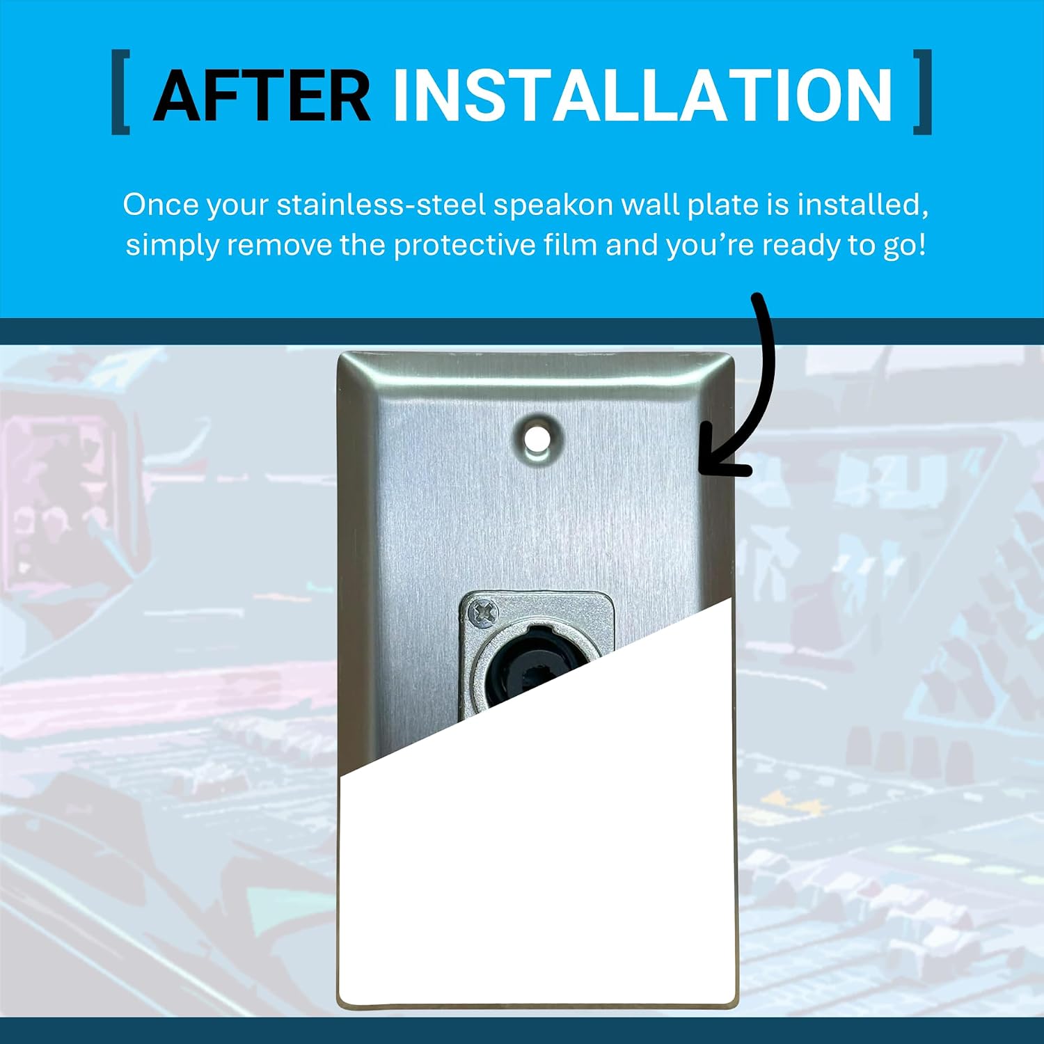 DIYTECH Premium Speakon Wall Plate – 4-Pole Compatible Audio Jack Faceplate, Pro Speaker Connector Panel for Studio, Stage, or Home Theater Sound Systems (1 Port Stainless Steel)
