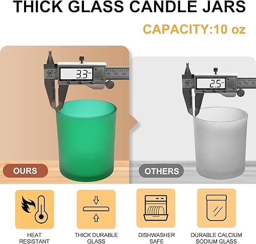 Miniatura 180 de Tarros de vela gruesos de 8 onzas para hacer velas, 15 unidades, tarros vacíos transparentes con tapas de madera para hacer velas, contenedor