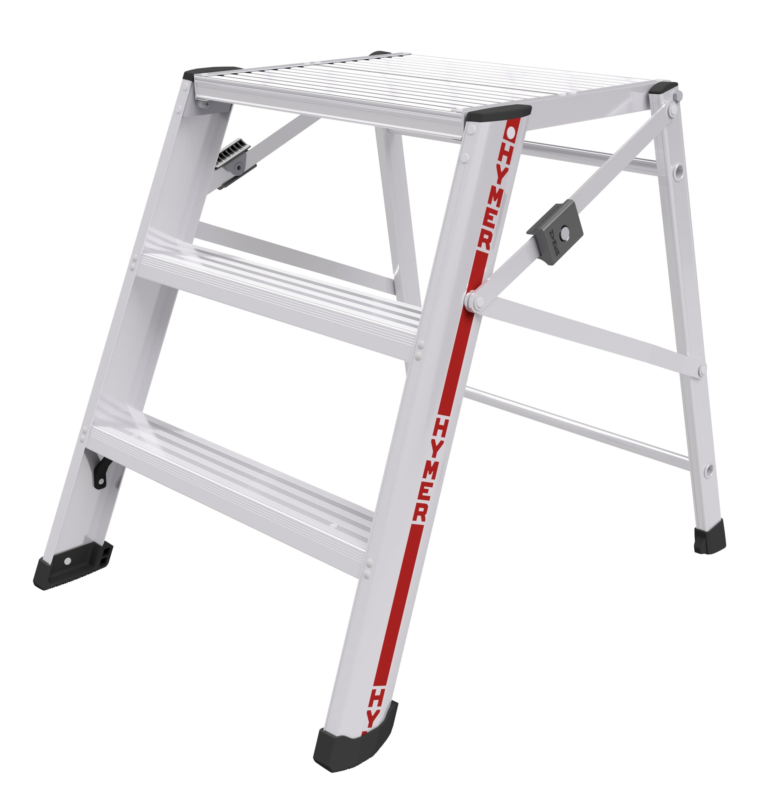Hymer Escalera de Servicio y Montaje (Aluminio, Profundidad de escalón de 80 mm, transitable por un Lado, Plataforma: 400 x 500 mm, Robusto Concepto D-Holm) 603603