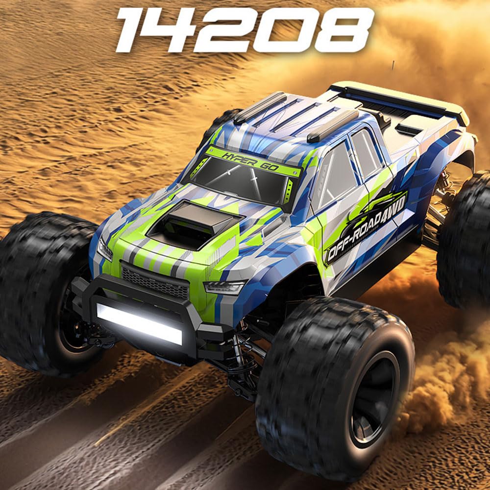 Zdalnie sterowany samochód dla dorosłych 1/14, 45 km/h, 4WD Off Road Race Buggy, bezszczotkowy silnik RC, wysoka prędkość, samochód wyścigowy, 14208, 3 baterie, niebieski