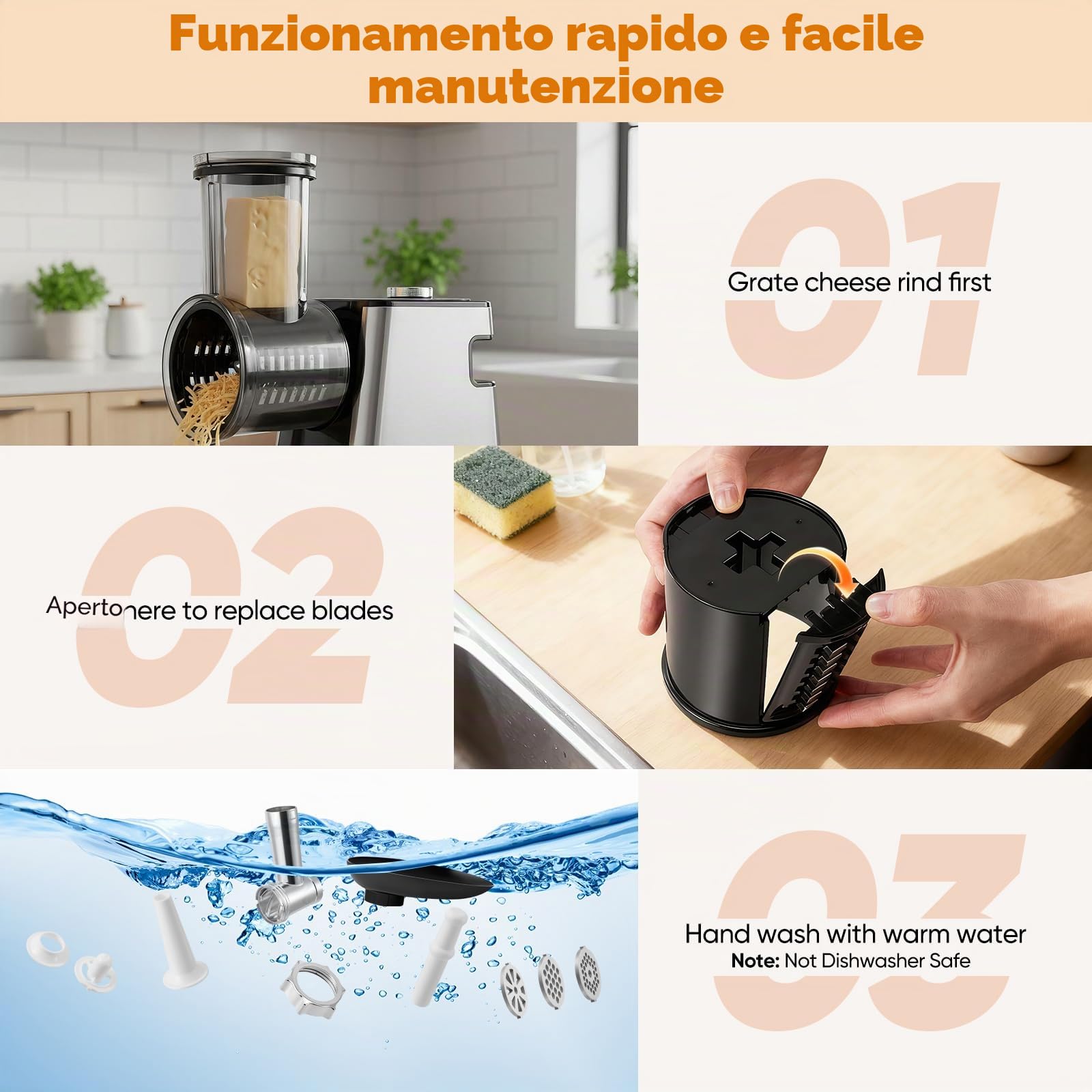 Tritacarne elettrico,insaccatrice per salsicce,tritacarne elettrico in acciaio inossidabile da 2800W max e tritatutto per verdure,3 piastre di macinatura,taglierina per verdure con 5 lame