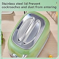 Vista 7 de Green Cute Retro Toaster 2 Slice with 1.58" Wide Slots, with Stainless Steel Lid, with Warming Rack, Preheat, Defrost, Countdown Timer Display 2025