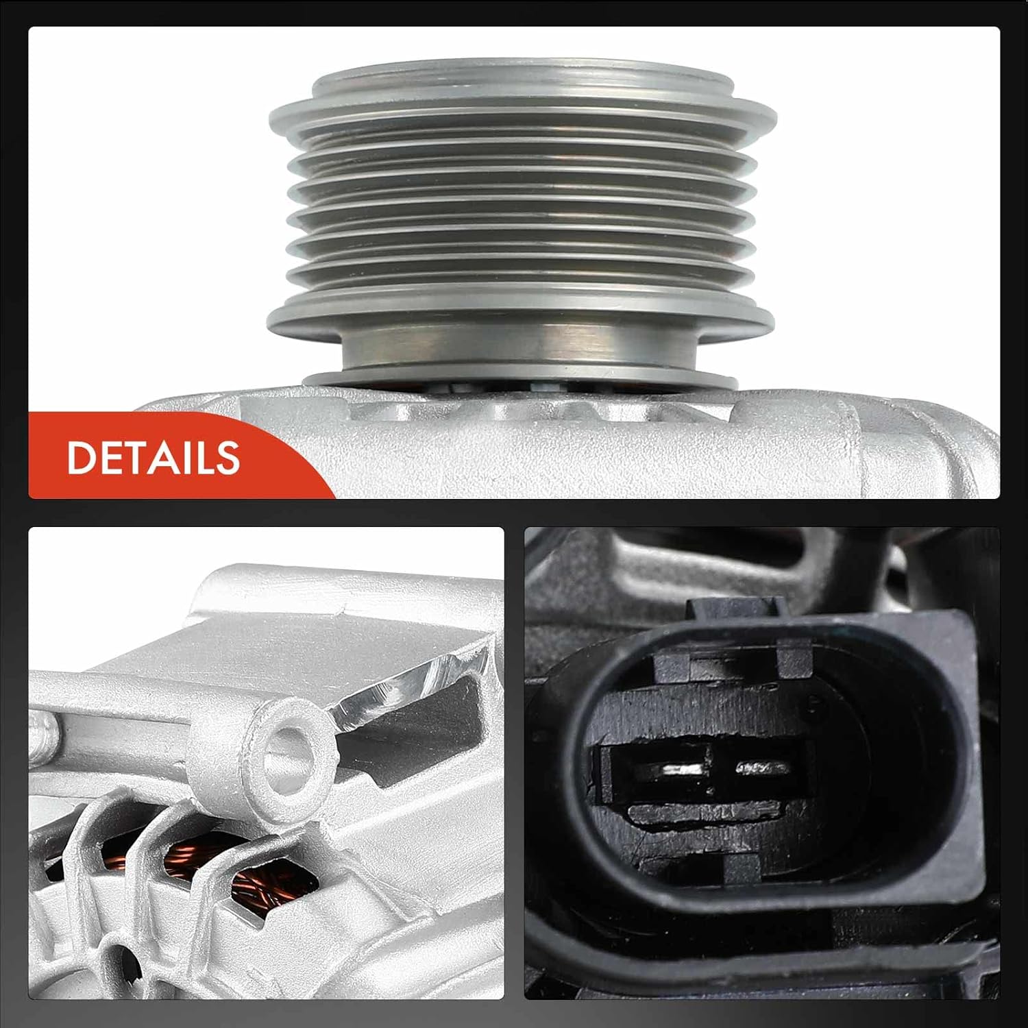 A-Premium Alternator Compatible with Audi Q5 2009-2010, A5 Quattro 2008-2010, V6 3.2L, S4, S5 2010-2012 V6 3.0L, 12V 150Amp Clockwise 6-Groove Pulley, Replace# TG15C094, 06E903016S