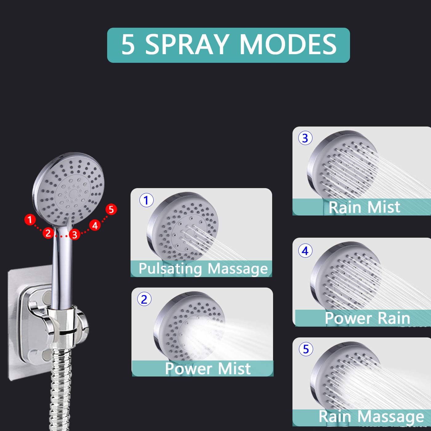 Review Product Shower Head with handheld, High Pressure 8 inch Stainless Steel Rain Shower Head with Handheld 5 Models,11 inch Adjustable Shower Arm,70 inch Hose Super Brands Shower Head with handheld, High Pressure 8 inch Stainless Steel Rain Shower Head with Handheld 5 Models,11 inch Adjustable Shower Arm,70 inch Hose