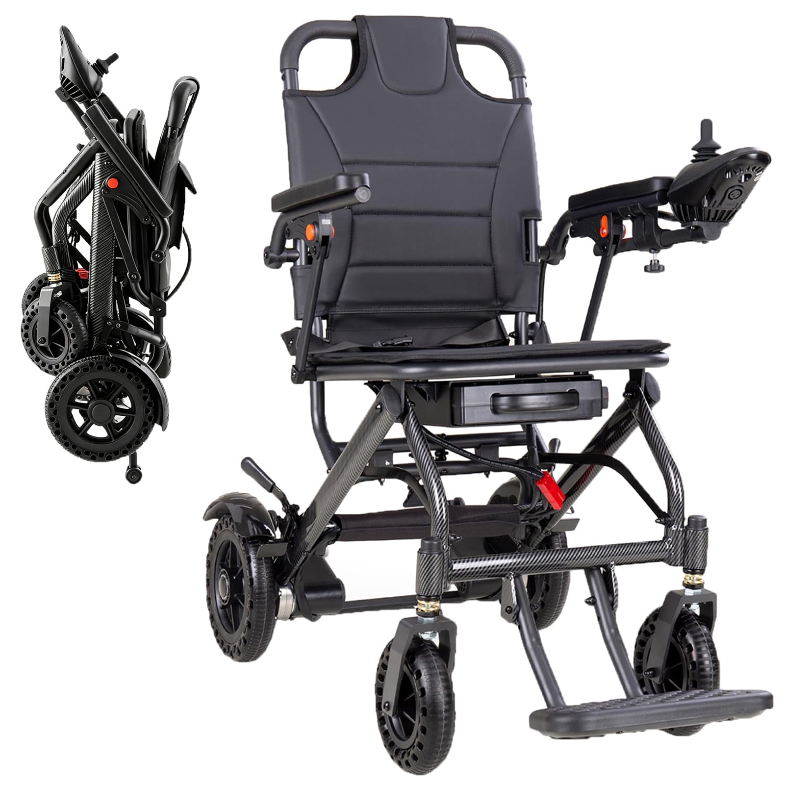 Carrozzina Elettrica Pieghevole Leggera 360W Doppio Motore