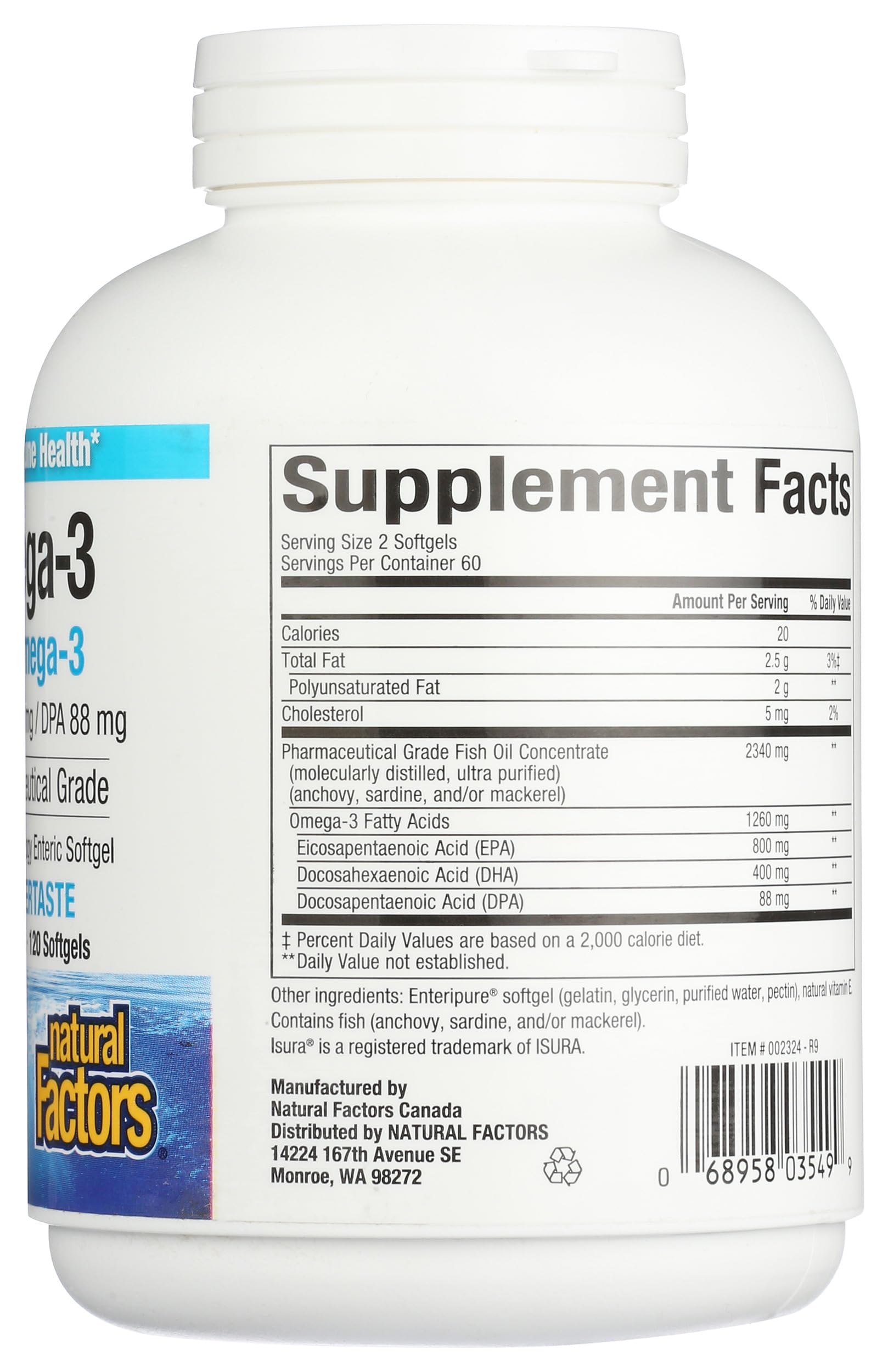 Natural Factors, RxOmega-3 Factors, 120 gélules