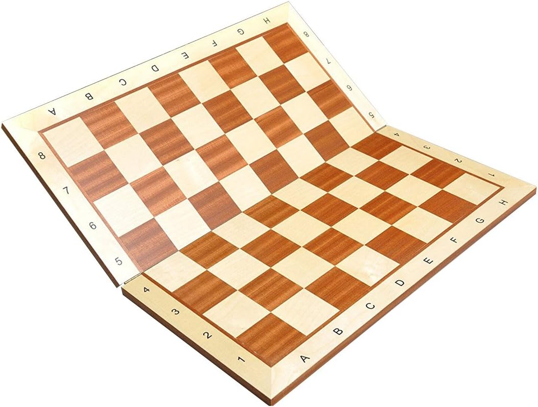 Folding Maple & Mahogany Wooden Chess Board - 2.25" with Notation