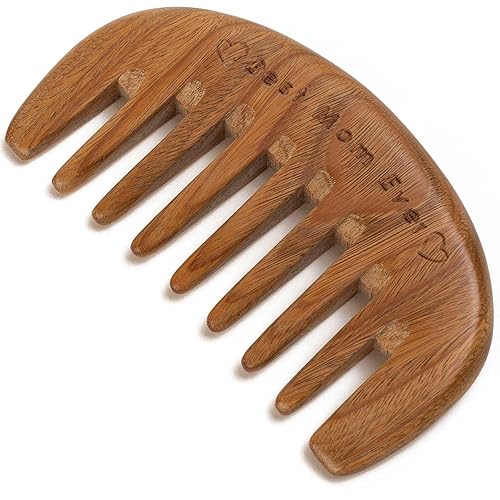 Moreinday Peine de dientes anchos Peine de madera Peine del cuero cabelludo Peine desenredante Peine para el pelo para mujeres y hombres Peine de